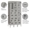 Salsbury Industries Wardrobe Locker, 36" W, 15" D, 78" H, (3) Wide, (9) Openings, Gray 73365GY-U - alternate 2